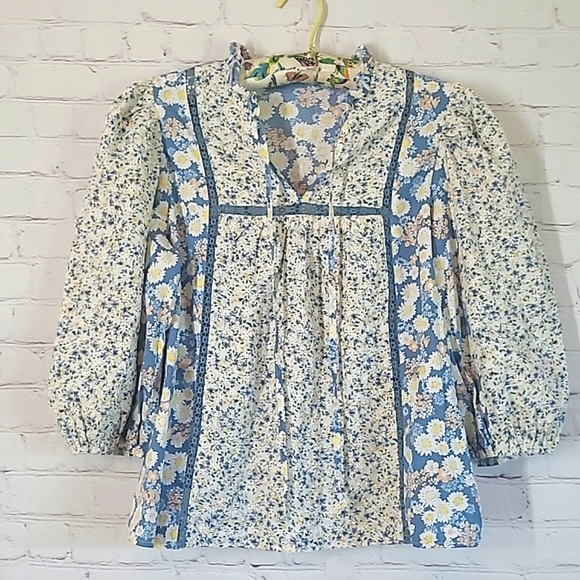 Anthropologie Tops - Anthropologie Solitaire Laura Peasant Floral Daisy Cottagecore Top Blouse Sz S